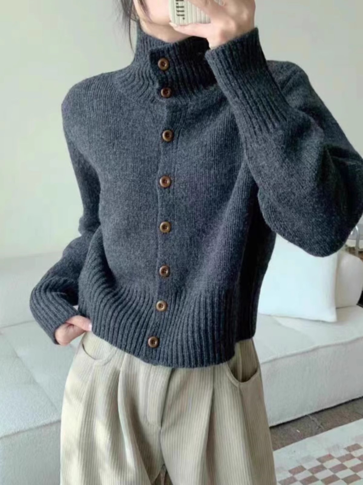 Francuski nowy krótki kaszmiro – Wool Coat Peacoat recenzja i cena